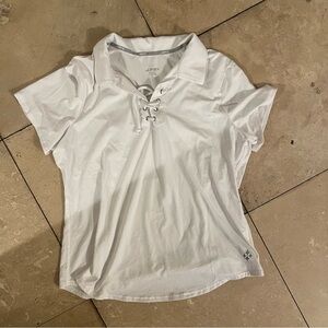Jofit Women's White Lace-Up Short Sleeve Top